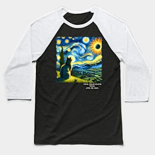 Total Solar Eclipse April 08 2024 Texas Starry Night Cat Baseball T-Shirt